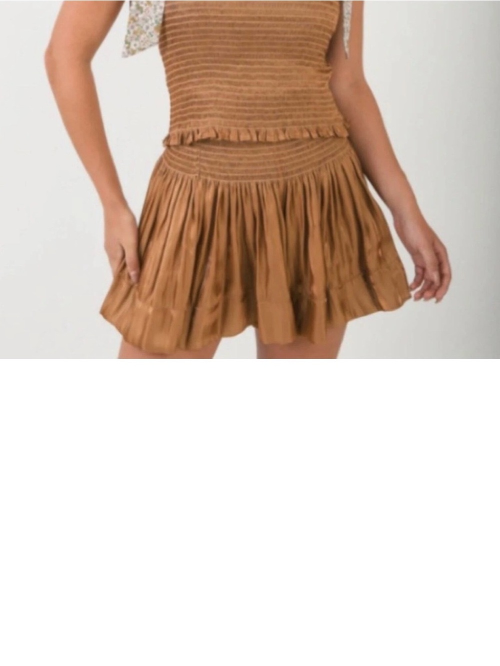 Koch Brown Lightweight Ruffled Mini Shorts